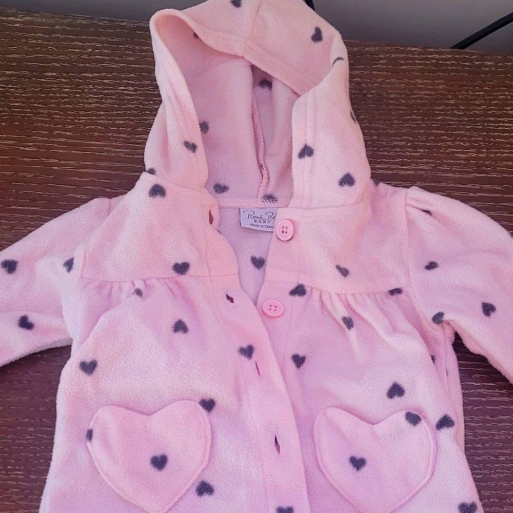 Pink sweatshirt with black hearts 6 to 9 months